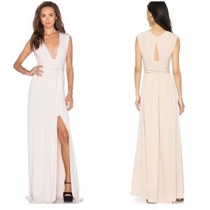 Oyster colour halston heritage full length gown Small, unlined